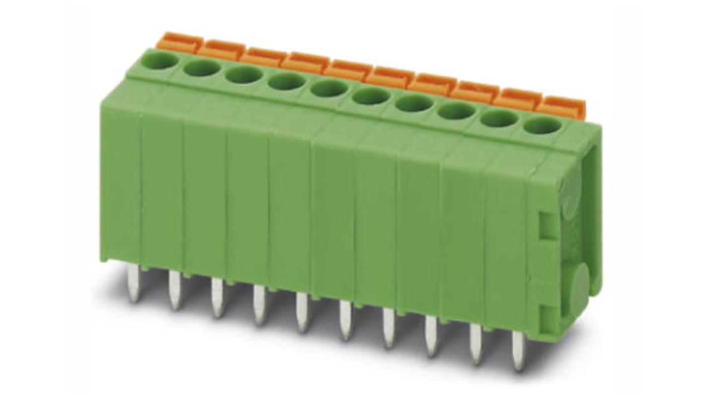 Phoenix Contact FFKDSA1/V-3.81-12 Series PCB Terminal Block, 12-Contact, 3.81mm Pitch, Through Hole Mount, Spring Cage