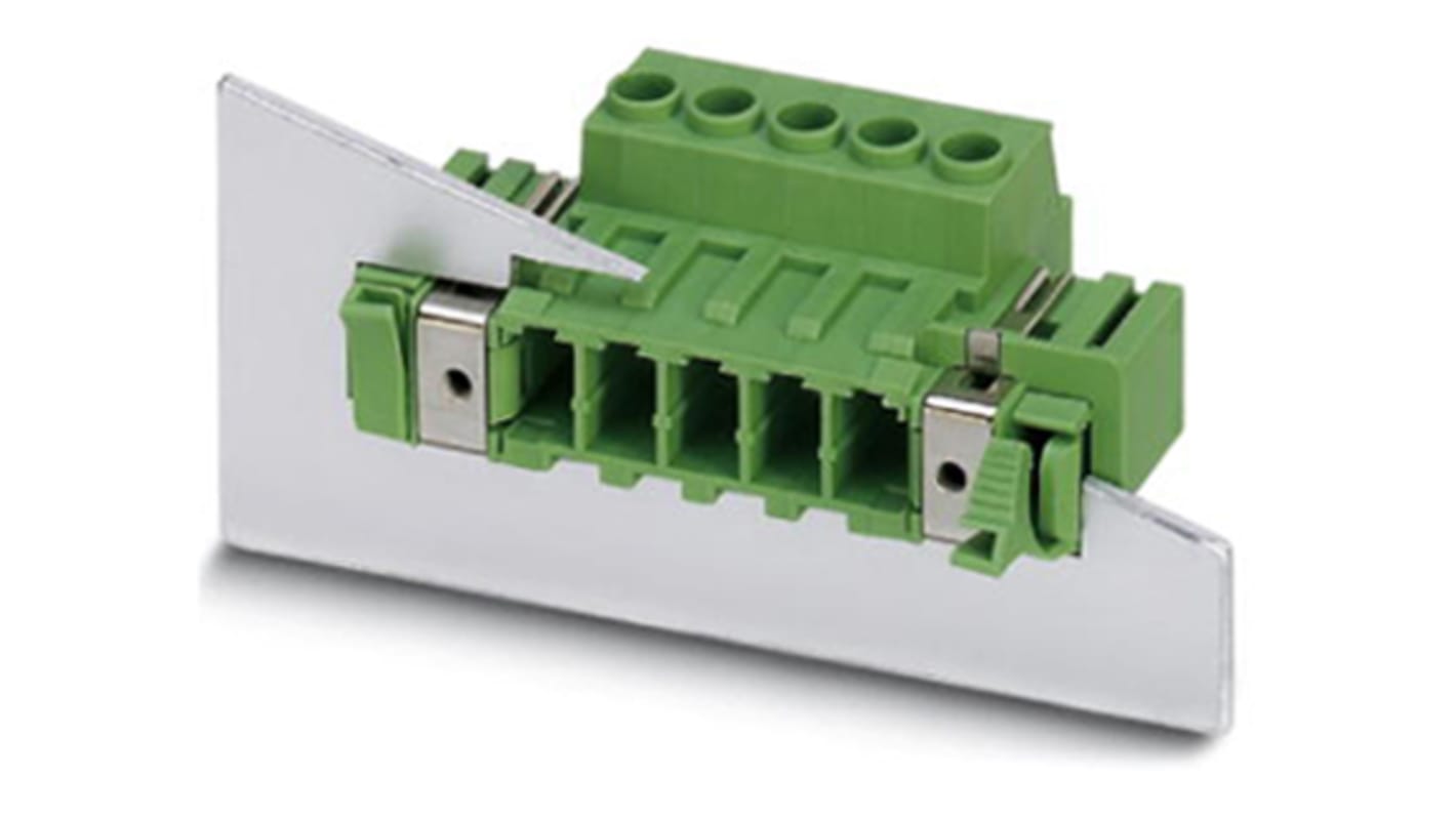 Phoenix Contact 7.62mm Pitch 8 Way Pluggable Terminal Block, Feed Through Plug, Cable Mount, Panel Mount, Screw