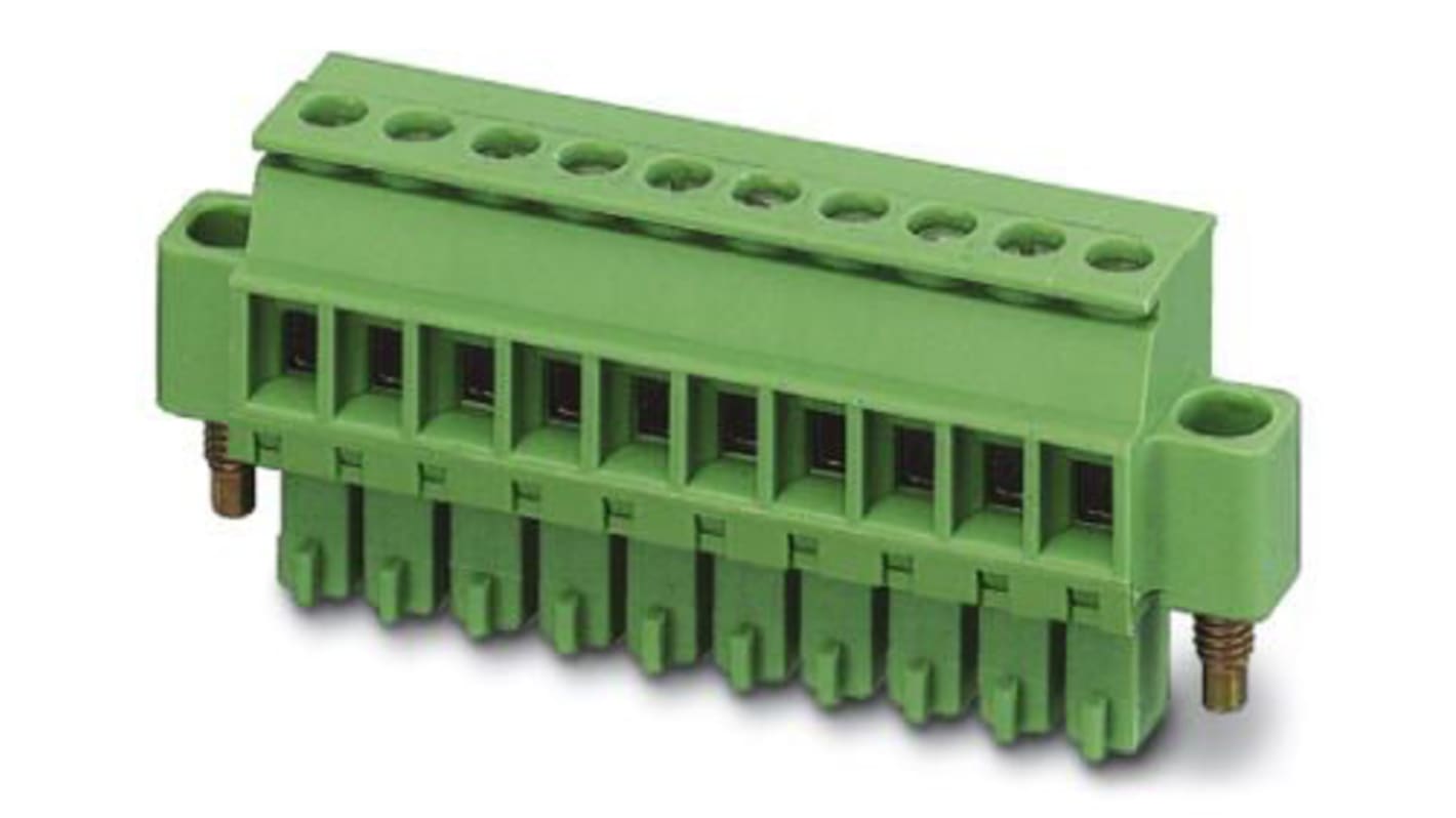 Phoenix Contact MCVR 1.5/14-STF-3.5 Series Pluggable Terminal Block, 14-Contact, 3.5mm Pitch, Cable Mount, 1-Row, Screw