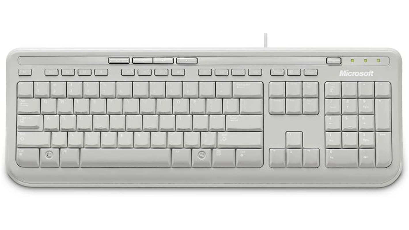 Microsoft Tastatur QWERTY (GB) Kabelgebunden Weiß USB Kompakt, 456 x 160 x 42.7mm