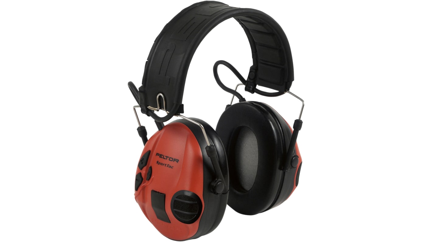 3M PELTOR SportTac Wired Electronic Ear Defenders with Headband, 26dB, Red