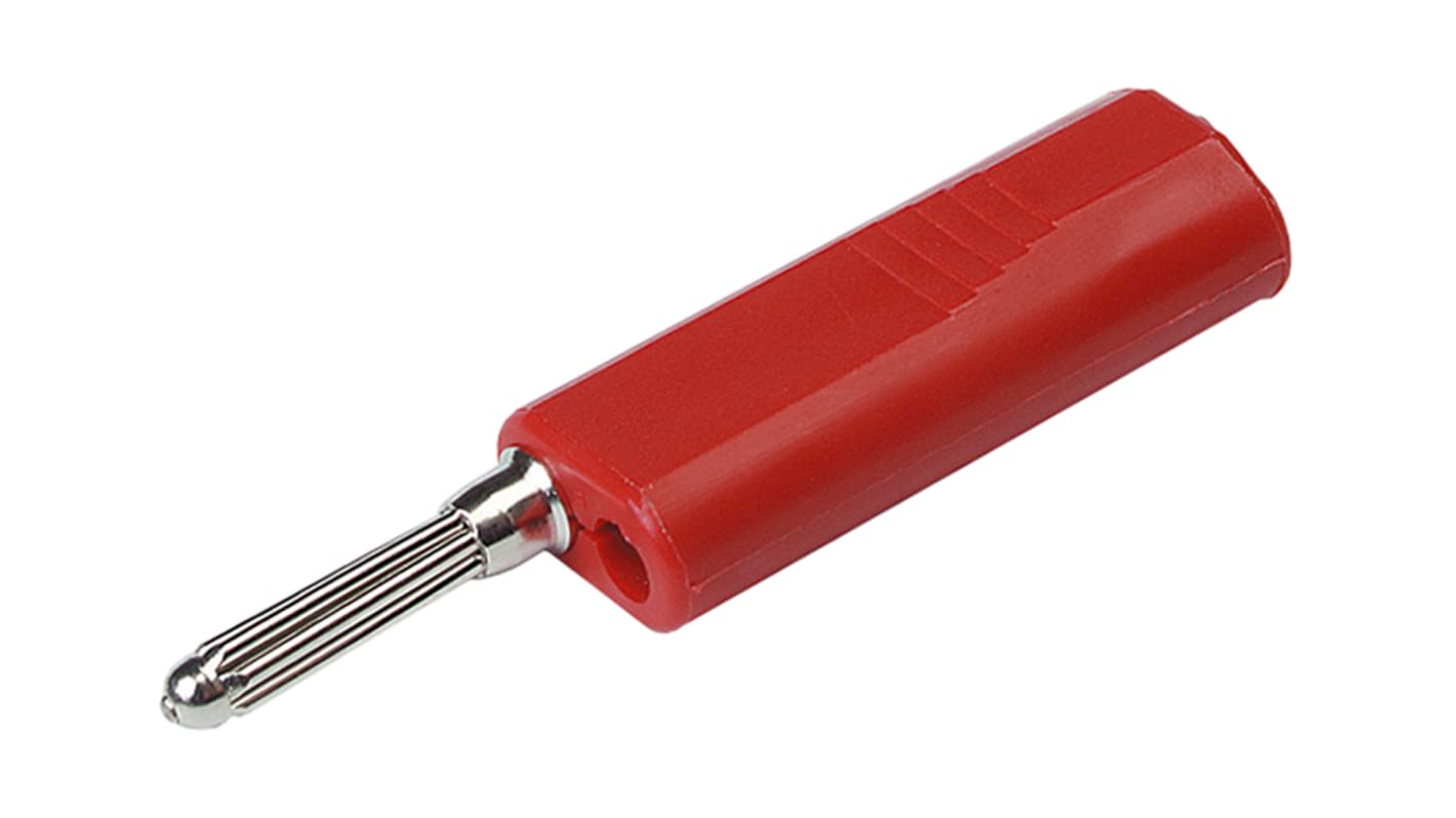 Conector banana Macho, 16A, 30 V ac, 60V dc, Contacto Níquel, Rojo