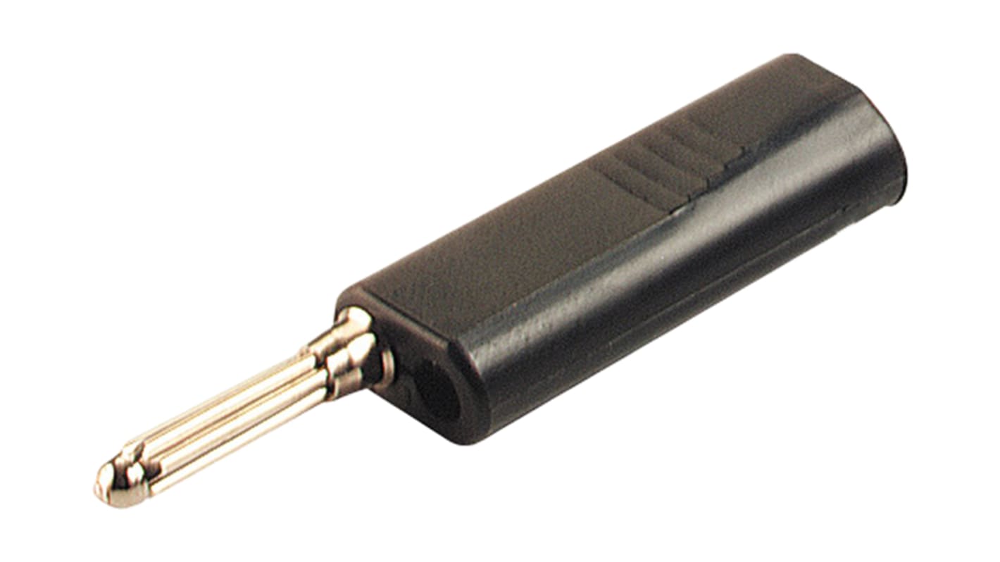 Hirschmann 4 mm Bananenstecker Schwarz, Kontakt vernickelt, 30 V ac, 60V dc / 16A, Lötanschluss