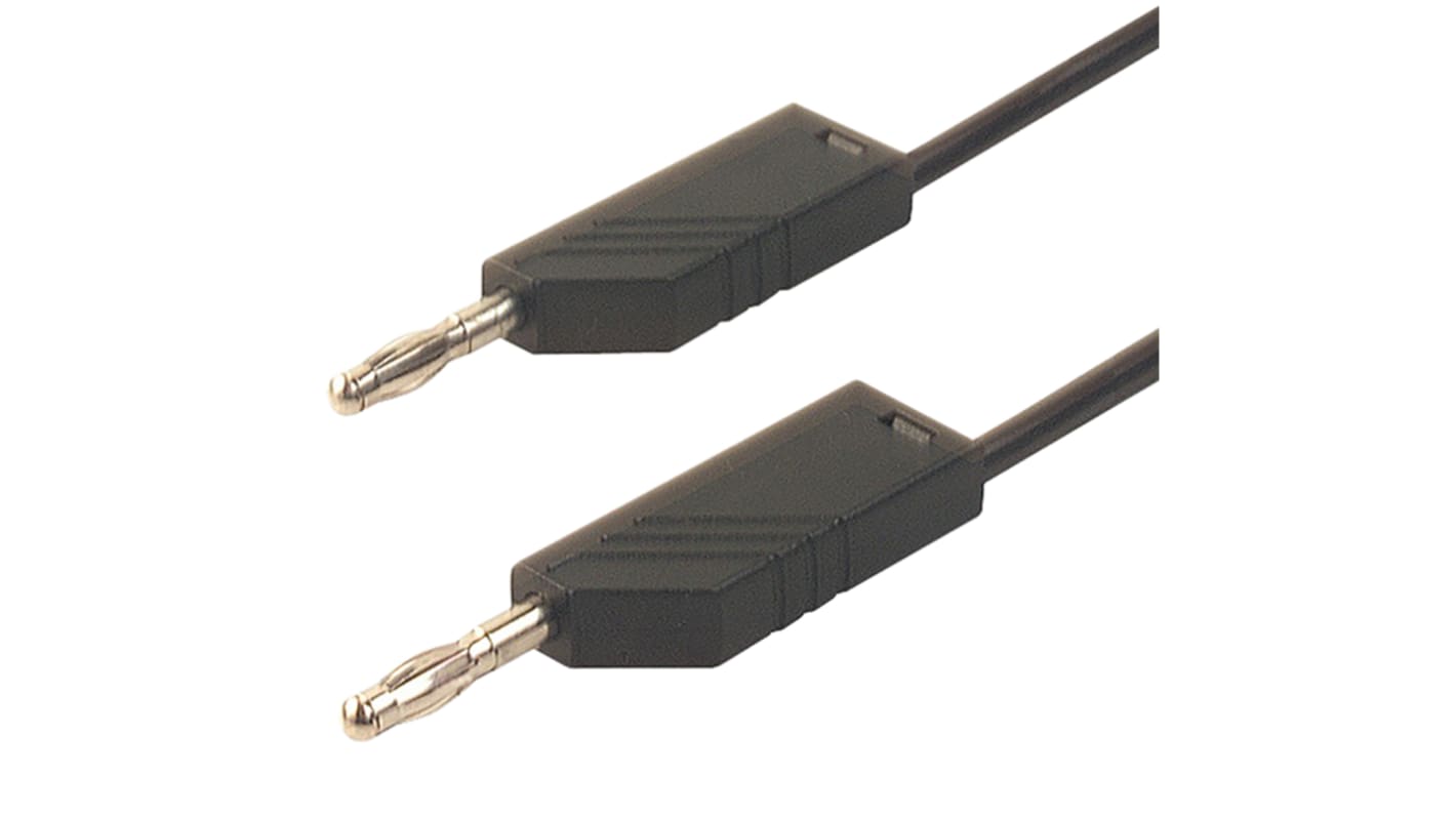 Cable de prueba con conector de 4 mm  Hirschmann de color Negro, Macho-Macho, 30 V ac, 60V dc, 32A, 250mm