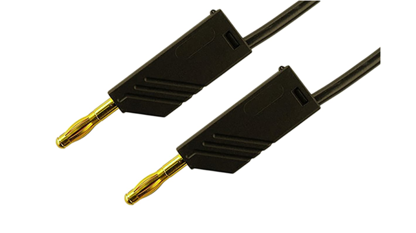 Cable de prueba con conector de 4 mm  Hirschmann de color Negro, Macho-Macho, 30 V ac, 60V dc, 32A, 250mm
