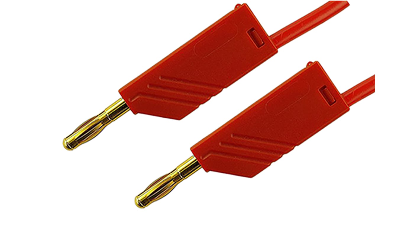 Hirschmann Messleitung 4mm Stecker / Stecker, Rot PA-isoliert 250mm, 30 V ac, 60V dc / 32A