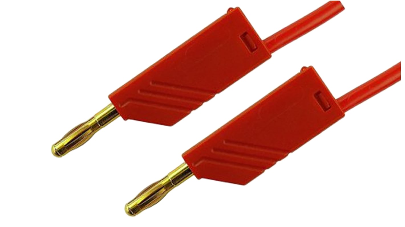 Cable de prueba con conector de 4 mm  Hirschmann de color Rojo, Macho-Macho, 30 V ac, 60V dc, 32A, 1m