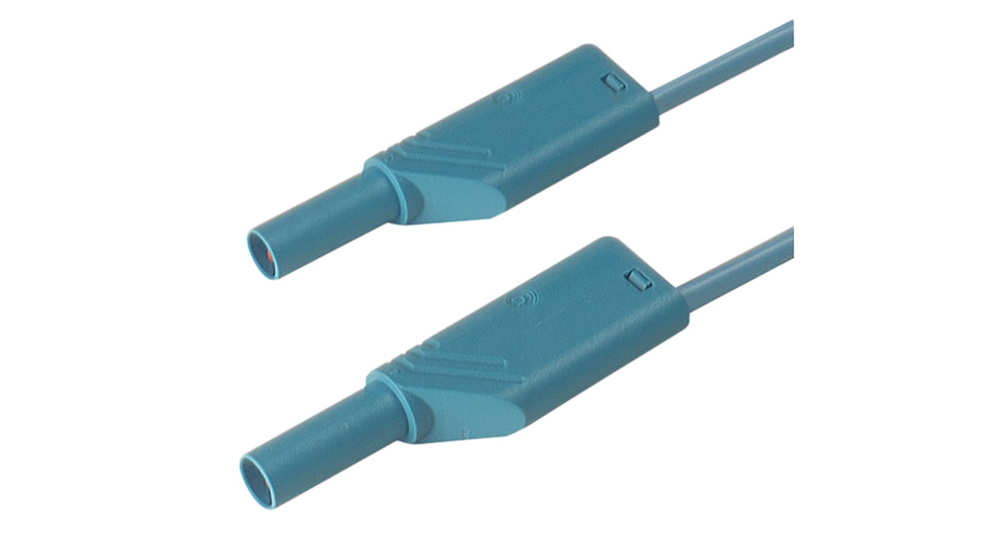 Cable de prueba con conector de 4 mm  Hirschmann de color Azul, Macho-Macho, 1000V ac/dc, 16A, 2m