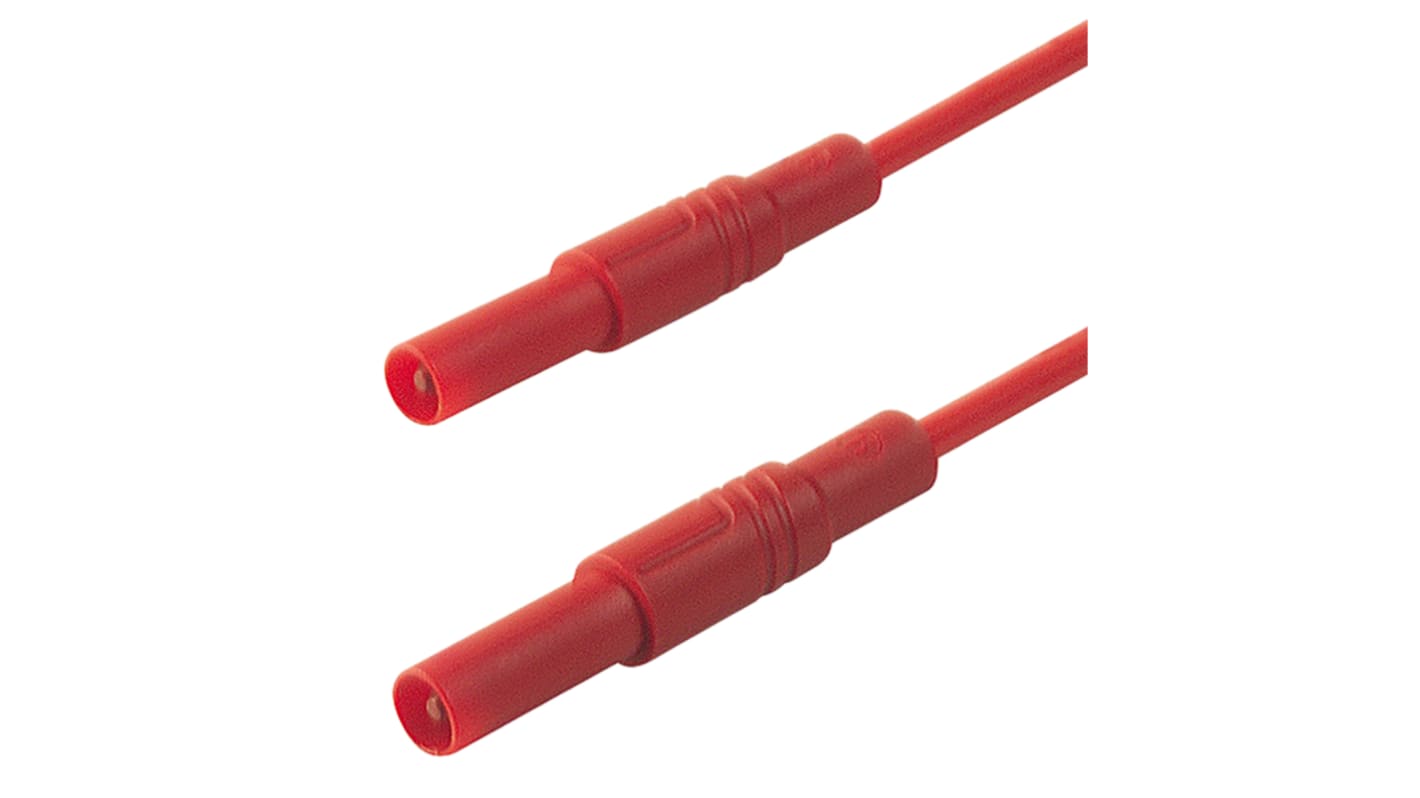 Cavo di prova da 4 mm  Hirschmann T&M, Maschio-Maschio, 16A, 1000V ca/cc, col. Rosso, 250mm