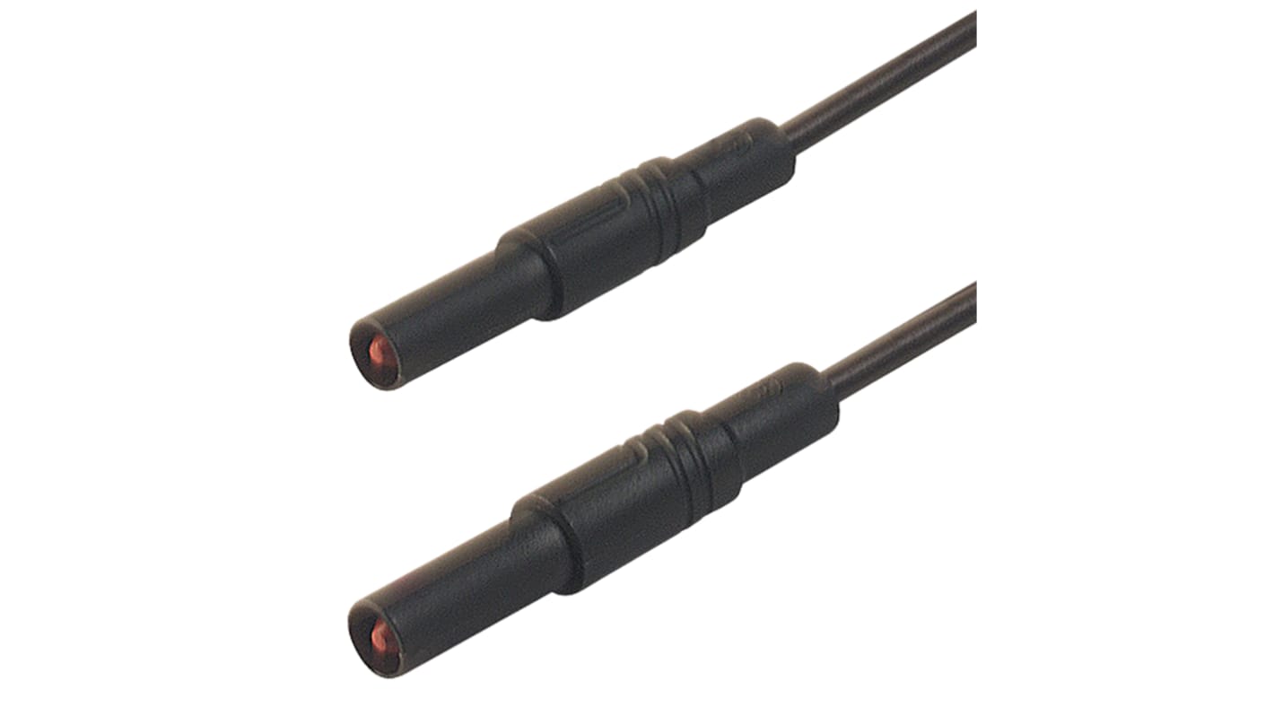 Cable de prueba con conector de 4 mm  Hirschmann de color Negro, Macho-Macho, 1000V ac/dc, 32A, 250mm