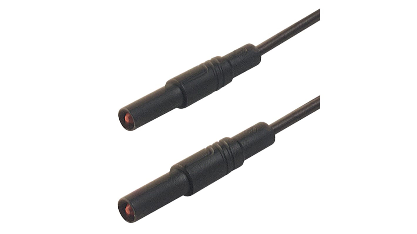 Cable de prueba con conector de 4 mm  Hirschmann de color Negro, Macho-Macho, 1000V ac/dc, 16A, 500mm