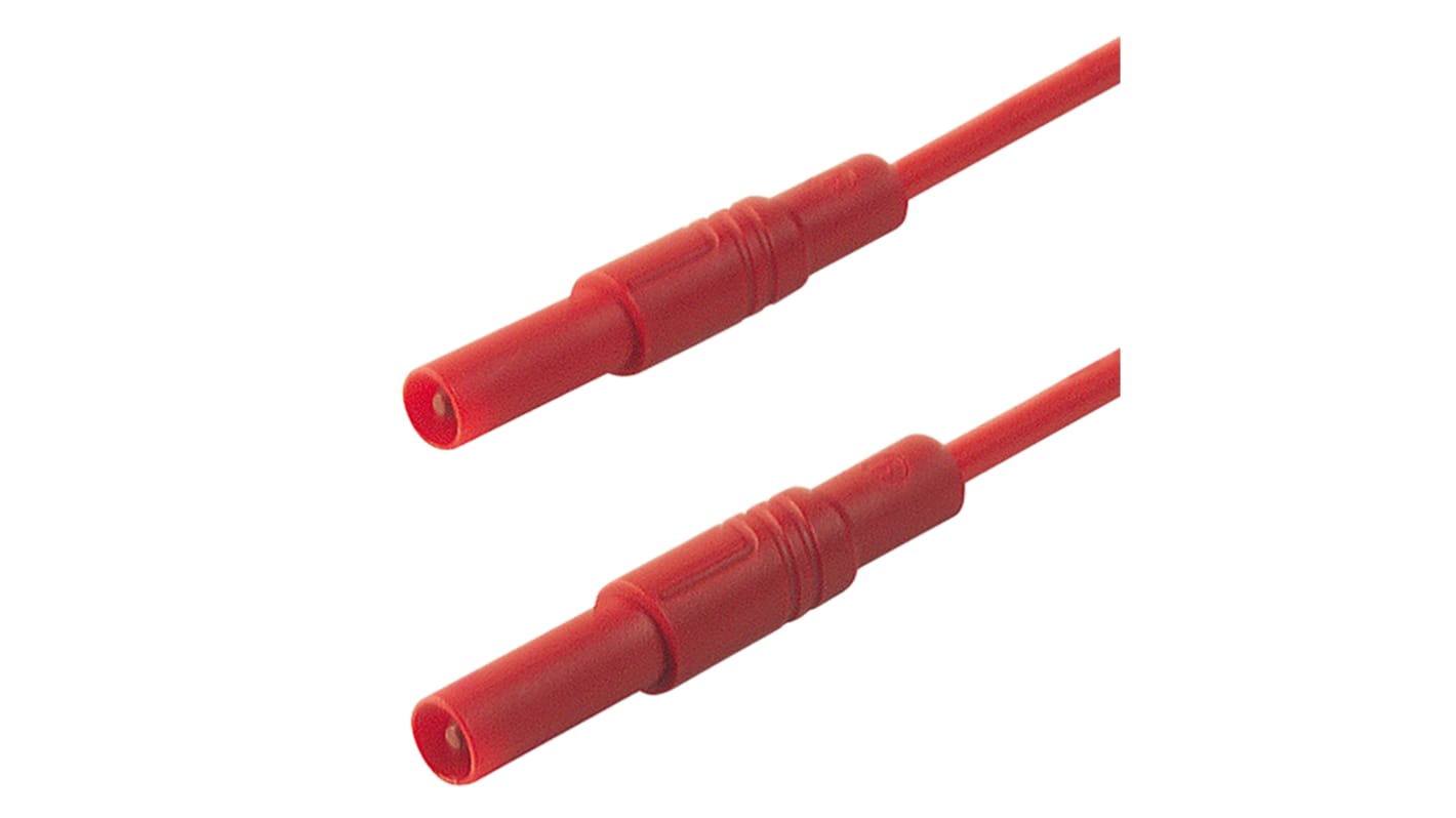 Cavo di prova da 4 mm  Hirschmann T&M, Maschio-Maschio, 16A, 1000V ca/cc, col. Rosso, 500mm