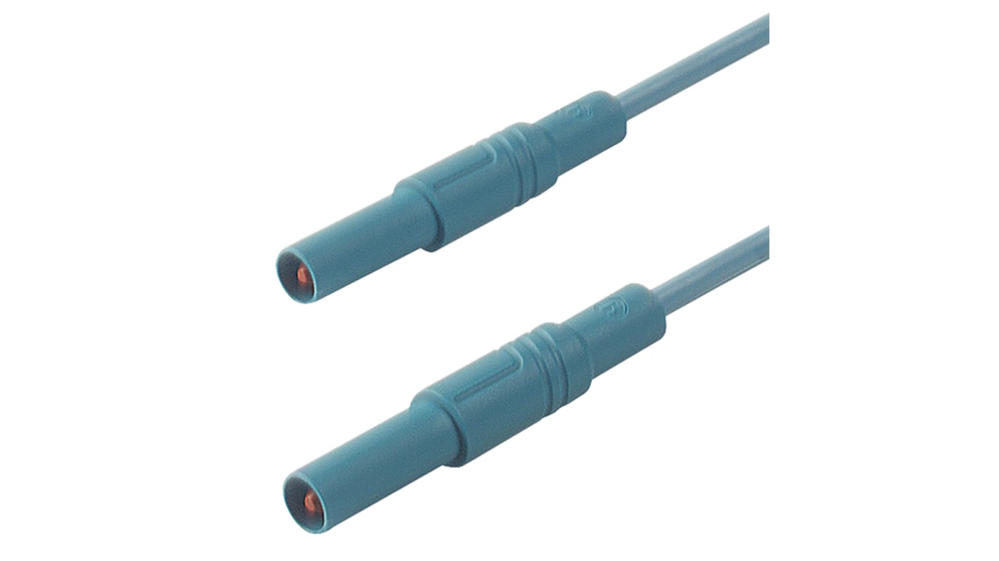 Cable de prueba con conector de 4 mm  Hirschmann de color Azul, Macho-Macho, 1000V ac/dc, 16A, 500mm