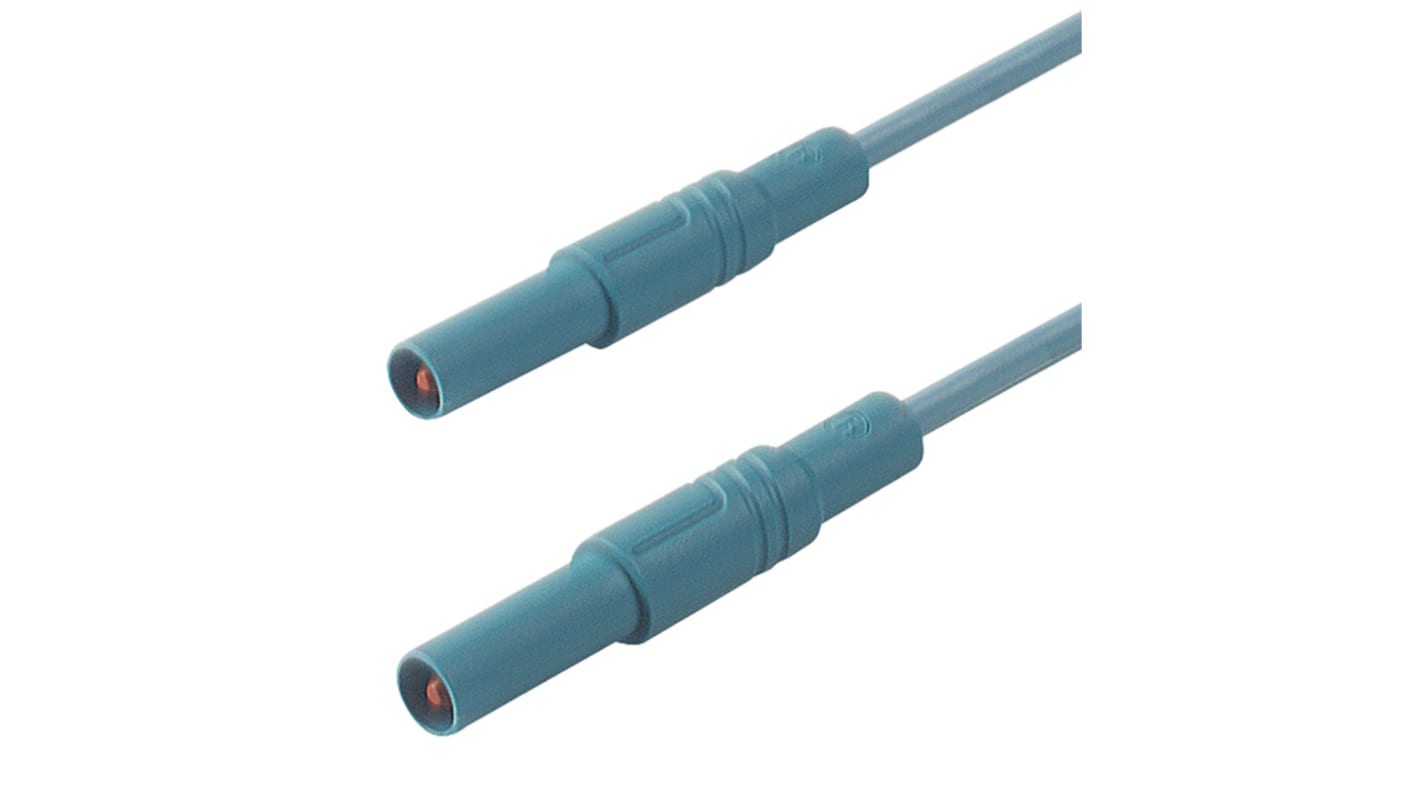 Cable de prueba con conector de 4 mm  Hirschmann de color Azul, Macho-Macho, 1000V ac/dc, 16A, 2m