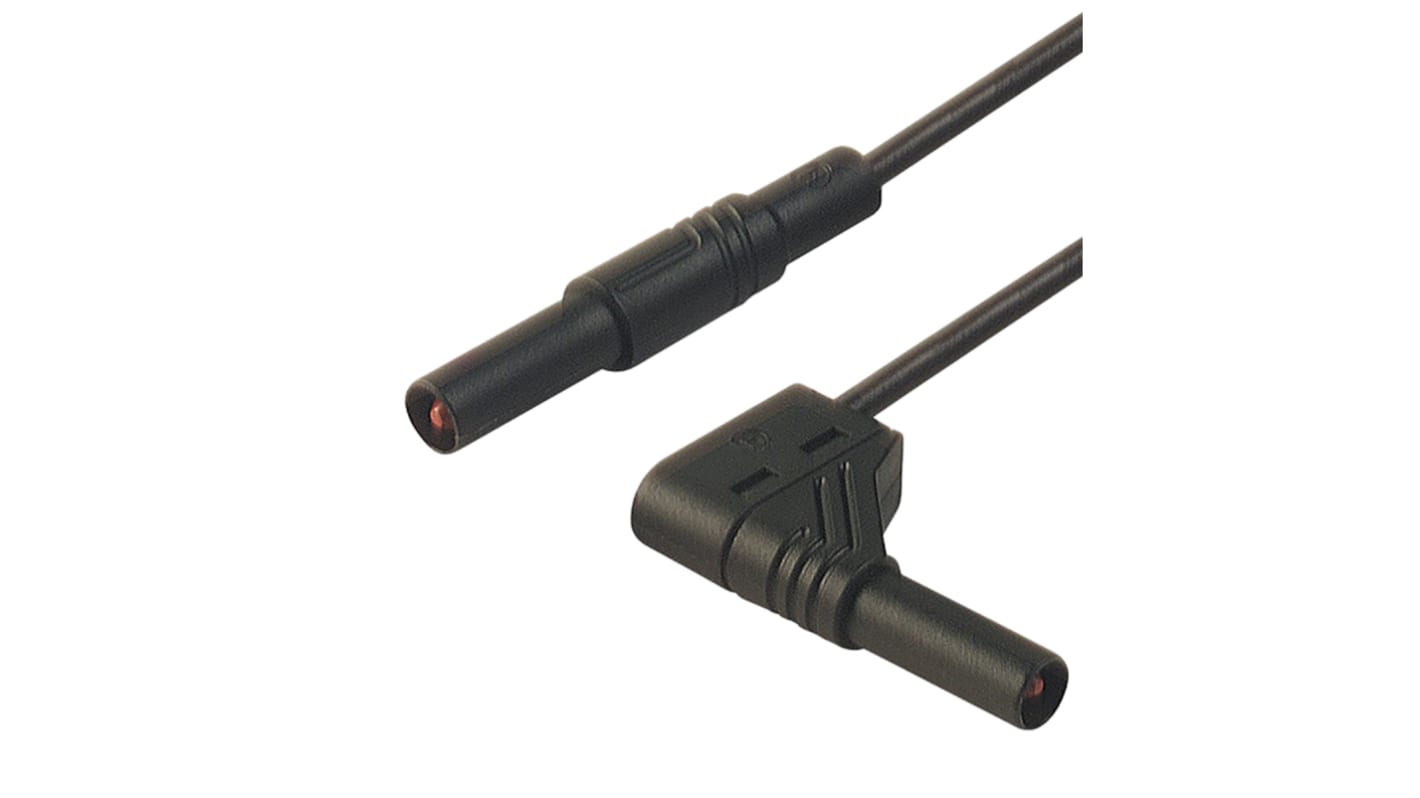 Hirschmann Messleitung 4mm Stecker / Stecker, Schwarz PA-isoliert 250mm, 1000V ac/dc / 32A