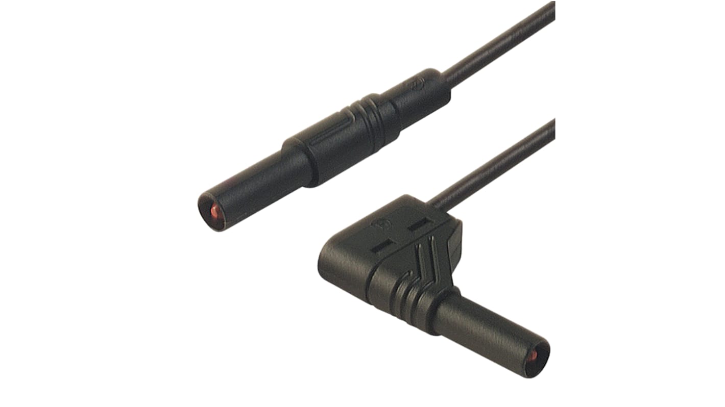 Hirschmann Messleitung 4mm Stecker / Stecker, Schwarz PVC-isoliert 250mm, 1000V ac/dc / 16A