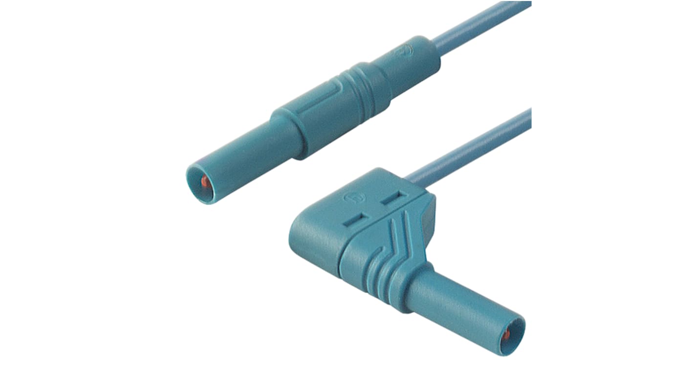 Cable de prueba con conector de 4 mm  Hirschmann de color Azul, Macho-Macho, 1000V ac/dc, 32A, 500mm