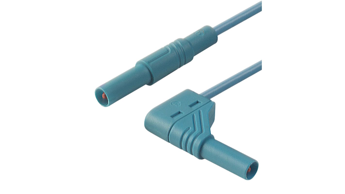 Cable de prueba con conector de 4 mm  Hirschmann de color Azul, Macho-Macho, 1000V ac/dc, 16A, 2m