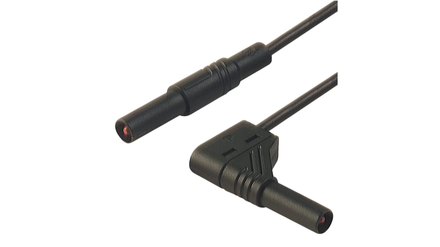 Hirschmann Messleitung 4mm Stecker / Stecker, Schwarz PVC-isoliert 2m, 1000V ac/dc / 16A