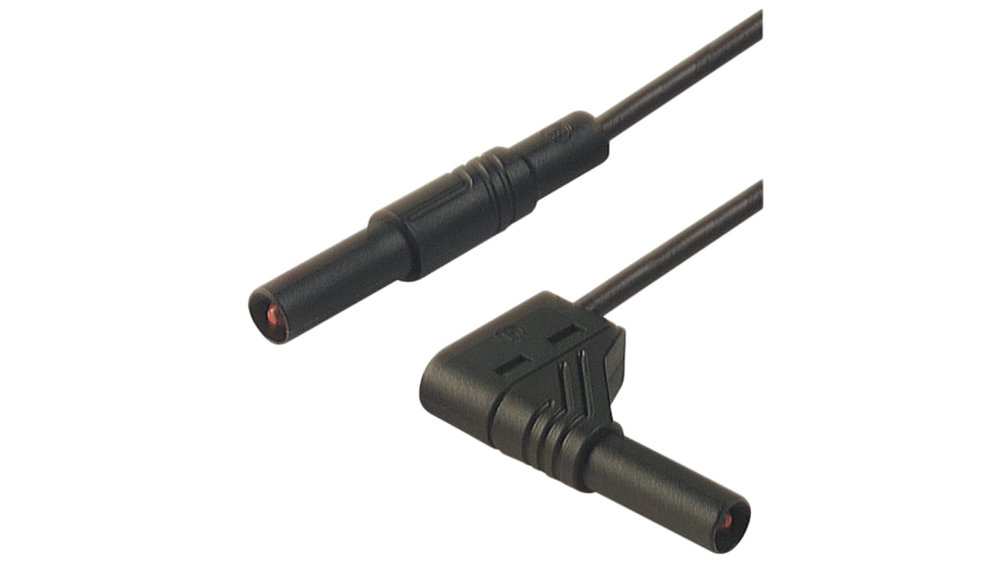 Cable de prueba con conector de 4 mm  Hirschmann de color Negro, Macho-Macho, 1000V ac/dc, 32A, 2m