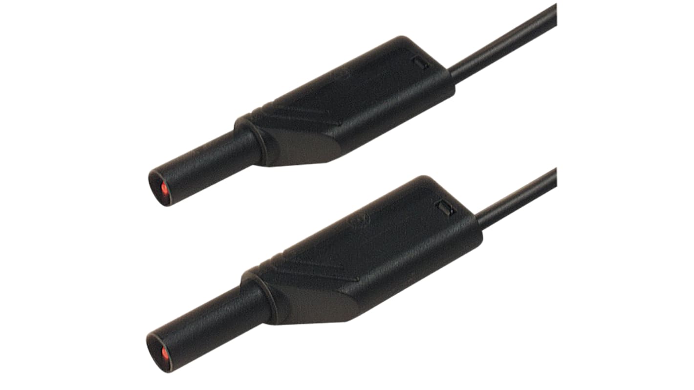 Cable de prueba con conector de 4 mm  Hirschmann de color Negro, Macho-Conector hembra, 1000V ac/dc, 32A, 250mm