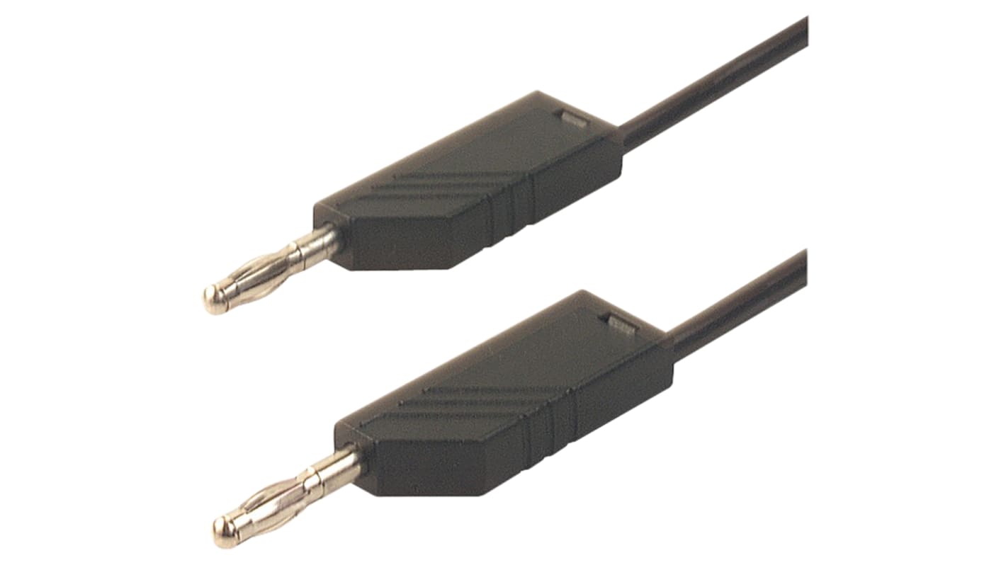 Cable de prueba con conector de 4 mm  Hirschmann de color Negro, Macho-Macho, 30 V ac, 60V dc, 16A, 250mm