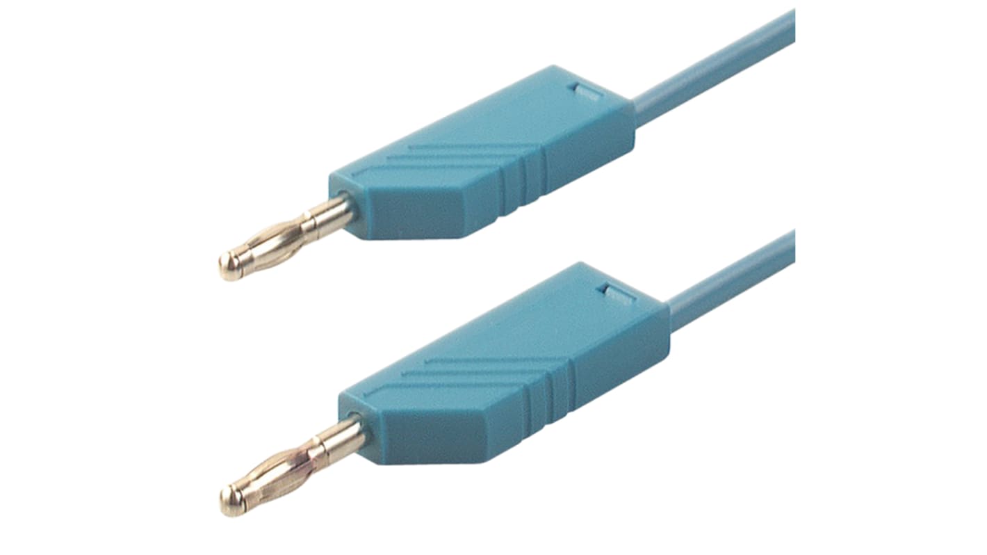 Cable de prueba con conector de 4 mm  Hirschmann de color Azul, Macho-Macho, 30 V ac, 60V dc, 16A, 1.5m