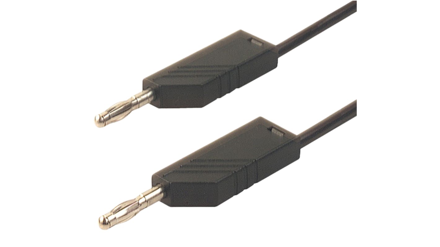 Cable de prueba con conector de 4 mm  Hirschmann de color Negro, Macho-Macho, 30 V ac, 60V dc, 16A, 1.5m