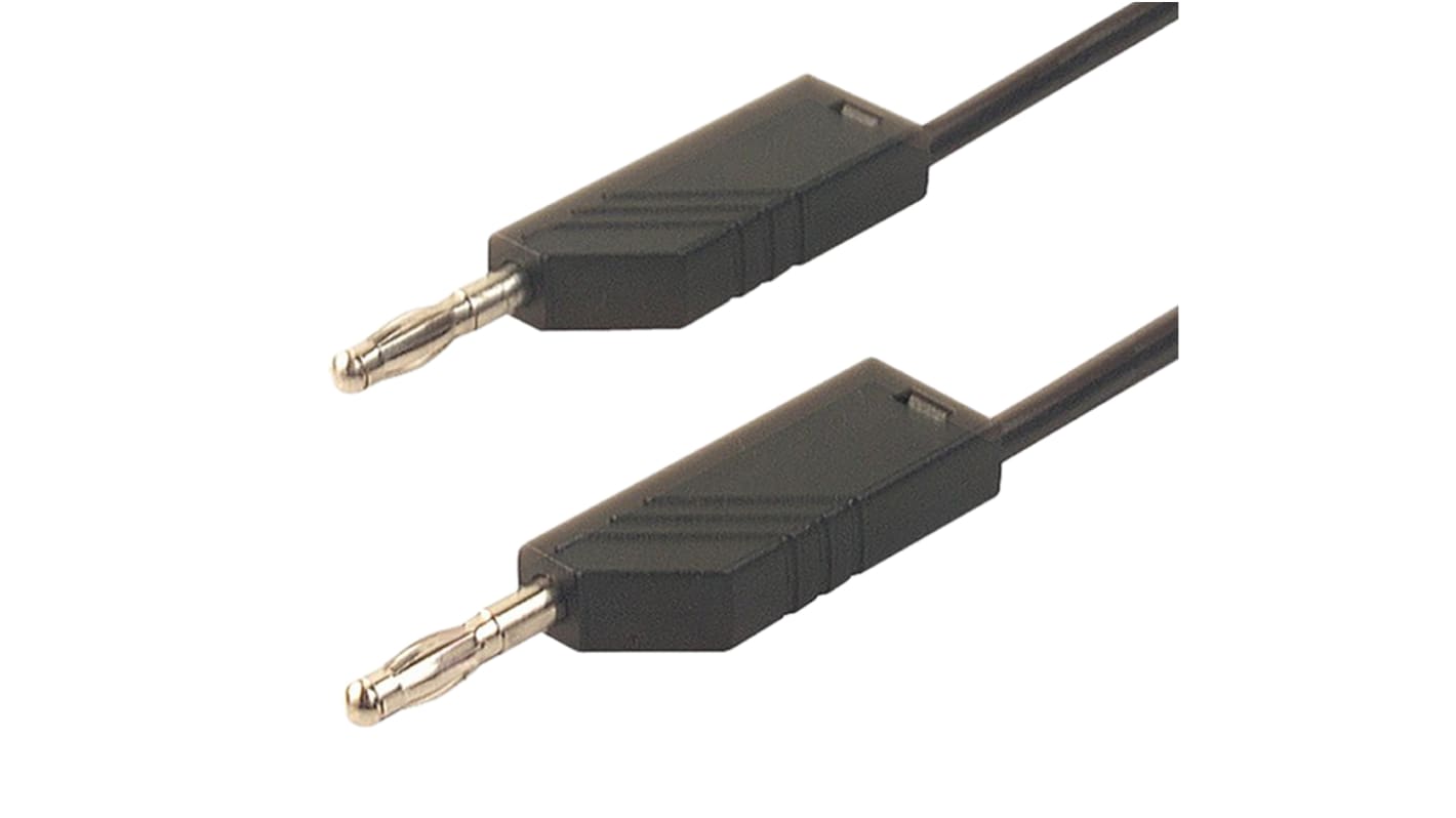 Cable de prueba con conector de 4 mm  Hirschmann de color Negro, Macho-Macho, 30 V ac, 60V dc, 32A, 1.5m