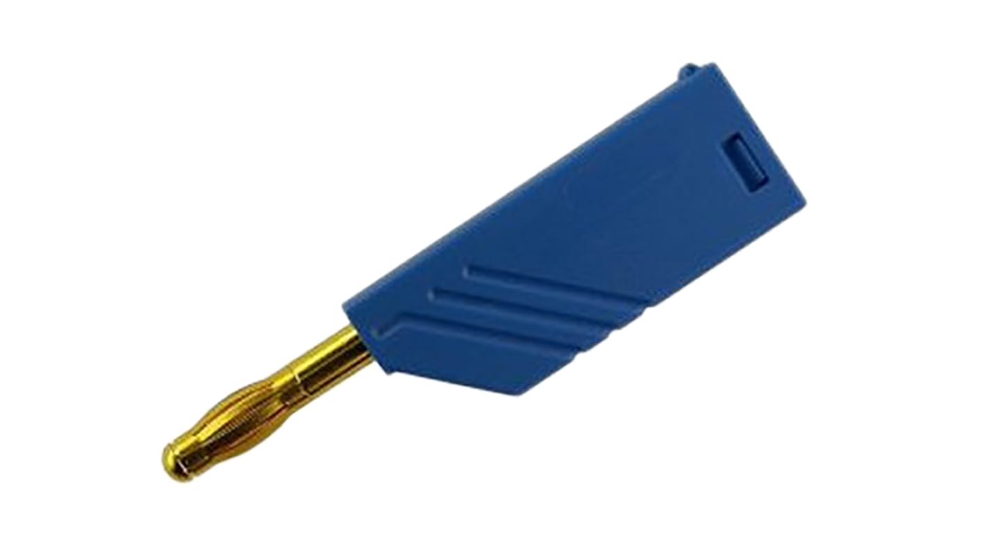 Conector banana Macho, 24A, 30 V ac, 60V dc, Contacto Oro, Azul