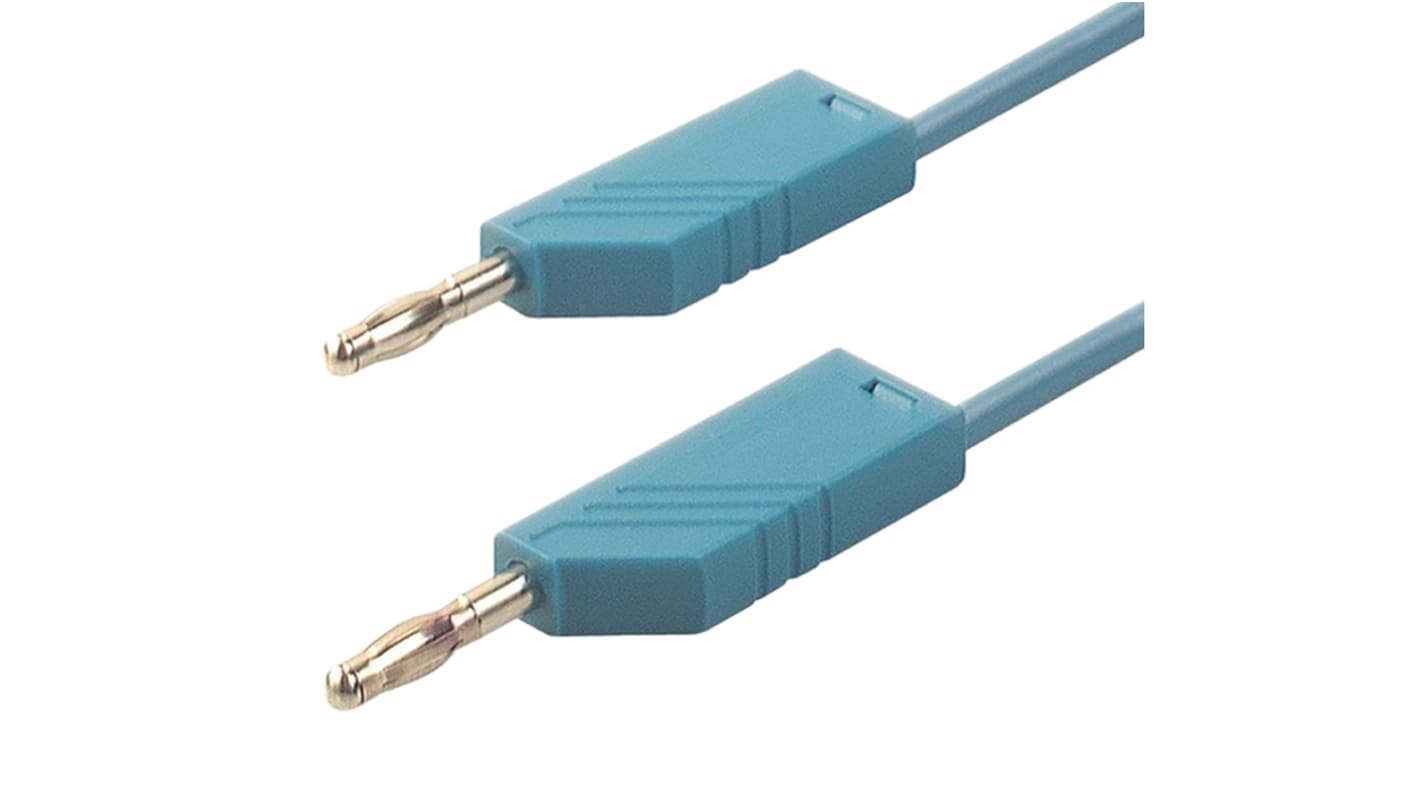 Cable de prueba con conector de 4 mm  Hirschmann de color Azul, Macho-Macho, 30 V ac, 60V dc, 32A, 1.5m