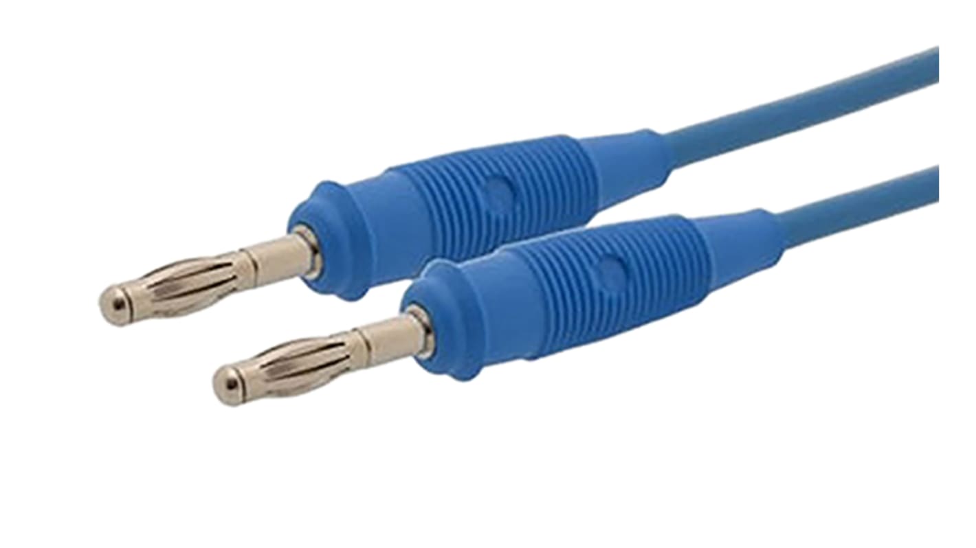 Cable de prueba con conector de 4 mm  Hirschmann de color Azul, Macho-Macho, 30 V ac, 60V dc, 16A, 1m