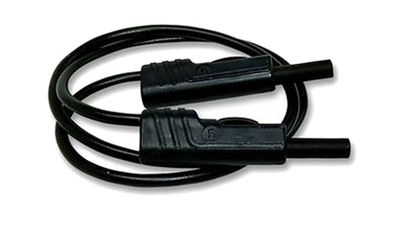 Cable de prueba con conector de 4 mm  Hirschmann de color Negro, Macho-Macho, 30 V ac, 60V dc, 16A, 250mm