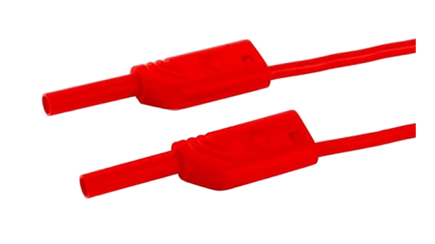 Hirschmann Test & Measurement 2 mm Connector Test Lead, 10A, 1000V ac/dc, Red, 250mm Lead Length