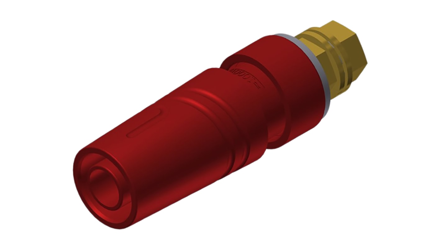 Hirschmann Test & Measurement Red Female Banana Socket, 4 mm Connector, M4 Thread Termination, 32A, 1000V ac/dc, Gold