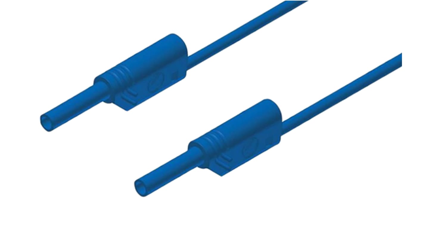 Cable de prueba con conector de 2 mm  Hirschmann de color Azul, Macho-Macho, 1000V ac/dc, 10A, 250mm