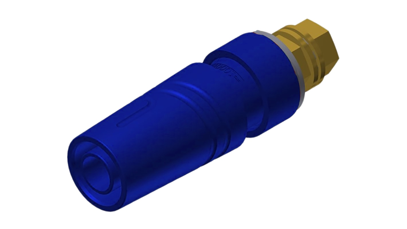 Hirschmann Test & Measurement Blue Female Banana Socket, 4 mm Connector, M4 Thread Termination, 32A, 1000V ac/dc, Gold