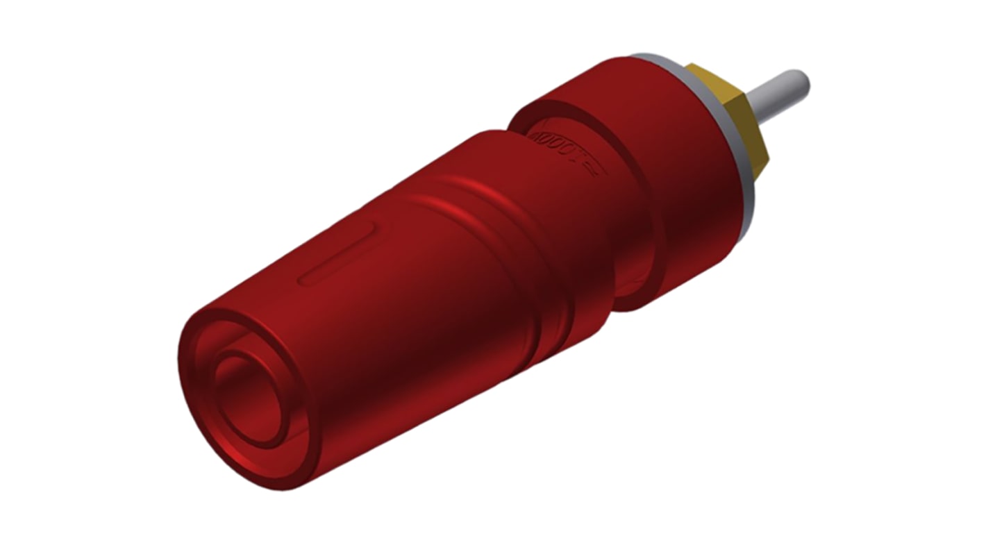 Conector banana hembra Hembra, 24A, 1000V ac/dc, Contacto Oro, Rojo