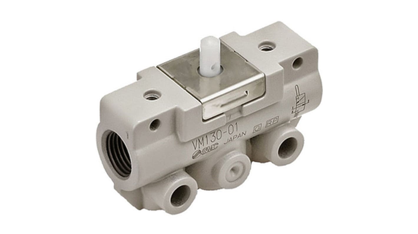 SMC Roller Lever Pneumatic Relay Pneumatic Manual Control Valve VM100 Series, G 1/8, 1/8, III B