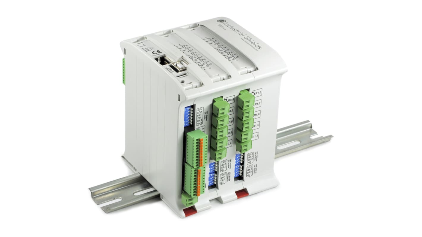 Industrial Shields PLC CPU, M-Duino, 34 I/O Porte, Ethernet, ModBus, Programkapacitet 256 (8 bruges af bootloader) kB