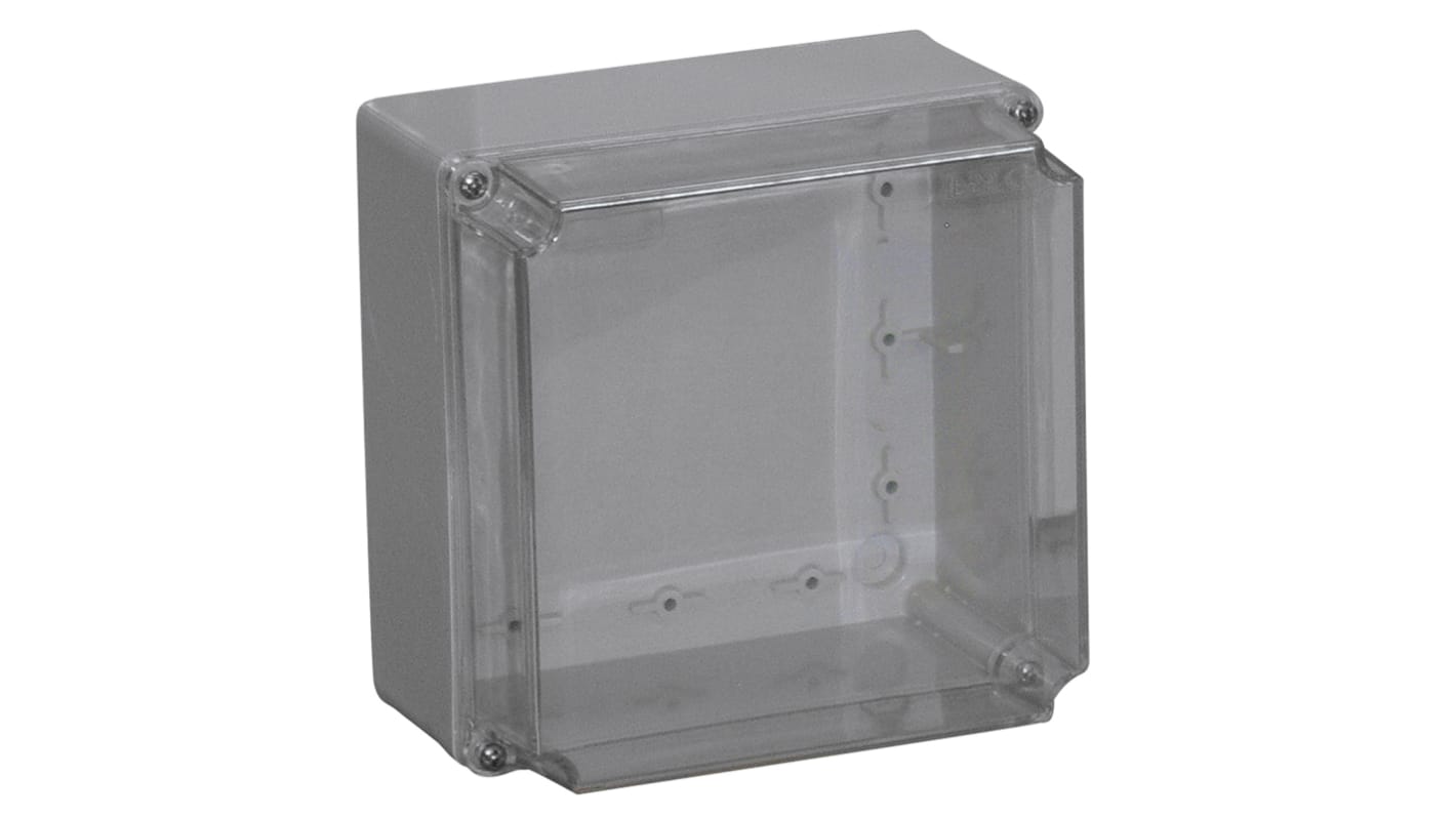 B&R Enclosures PJ Series Grey Polycarbonate Enclosure, IP55, Transparent Lid, 110 x 110 x 112mm