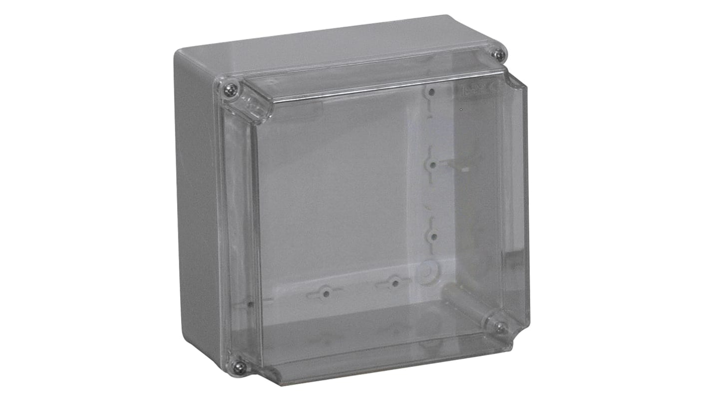 B&R Enclosures PJ Series Grey Polycarbonate Enclosure, IP55, Transparent Lid, 150 x 110 x 100mm