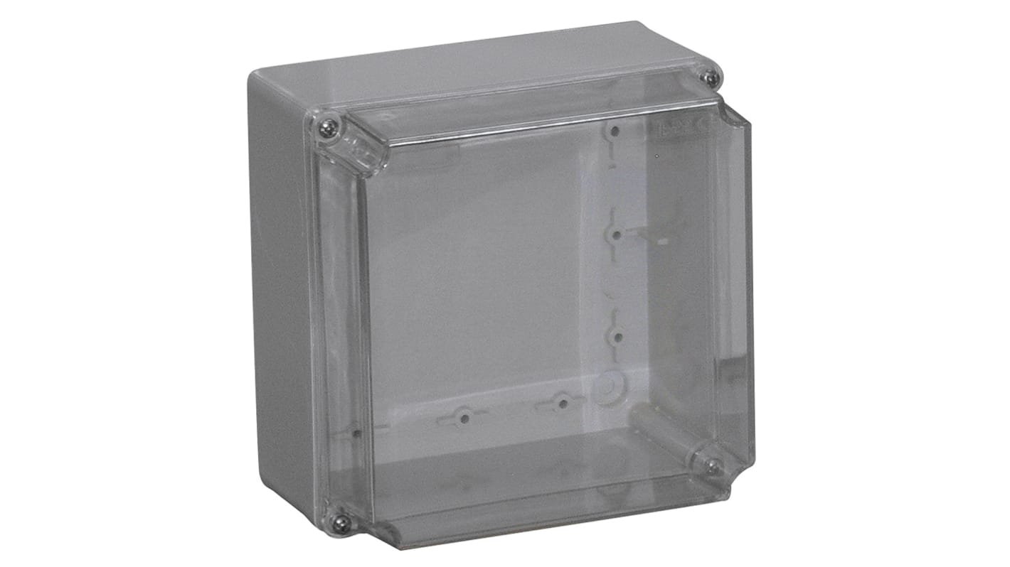 B&R Enclosures PJ Series Grey Polycarbonate Enclosure, IP55, Transparent Lid, 150 x 150 x 150mm