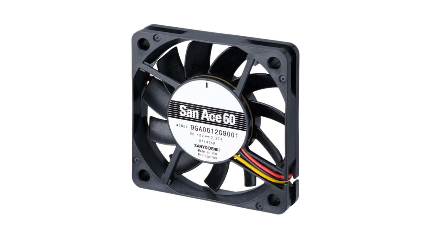 Ventilador Axial Sanyo Denki San Ace 9GA de 60 x 60 x 10mm, 12 V dc, 1.68W, 5000rpm, caudal 30m³/h, 37dB, salida