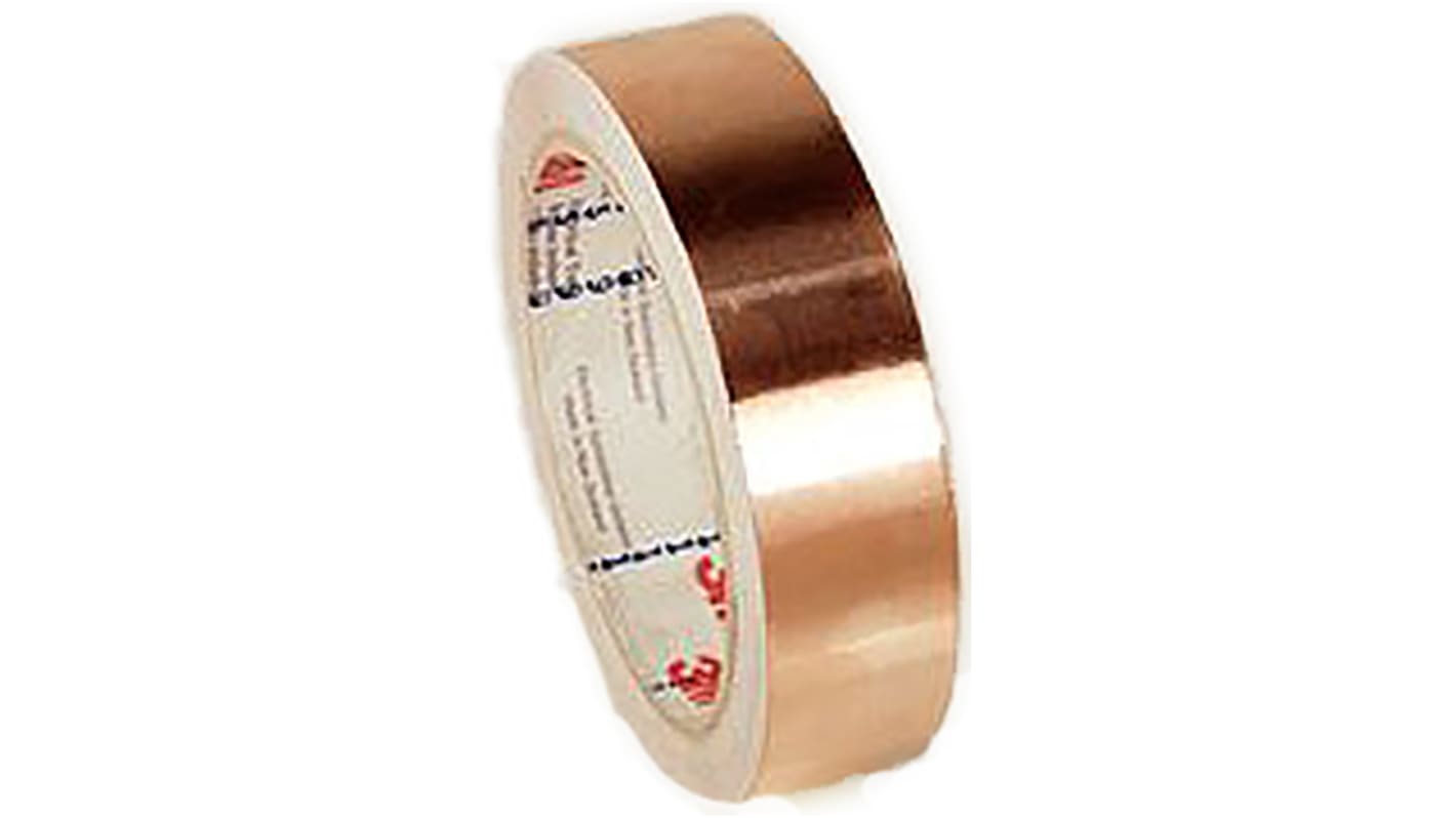 3M 1181 Metallband Kupferband leitend, Stärke 0.04mm, 12mm x 16m, -40°C bis +130°C, Haftung 3,8 N/cm