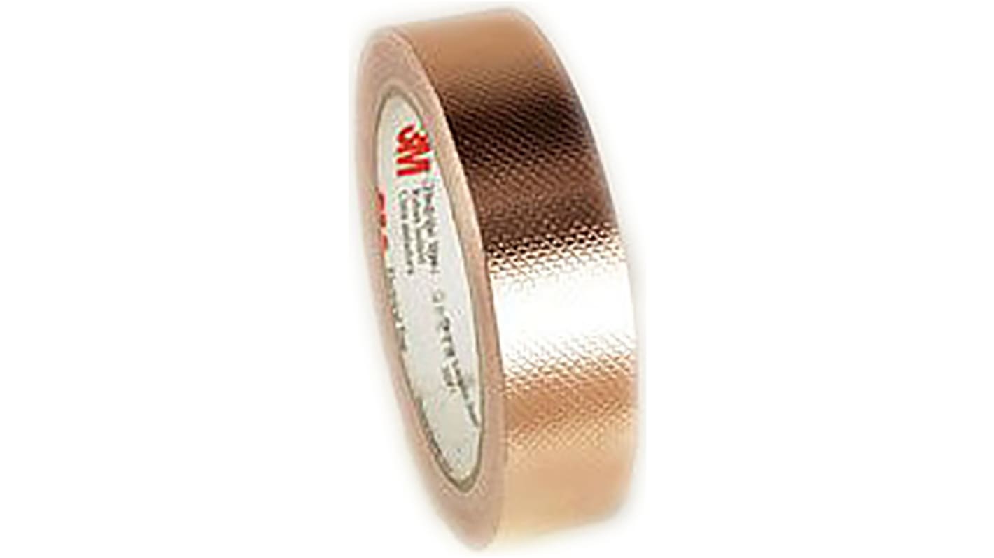 3M 1245 Metallband Kupferband leitend, Stärke 0.04mm, 12mm x 16m, -40°C bis +130°C, Haftung 3,8 N/cm