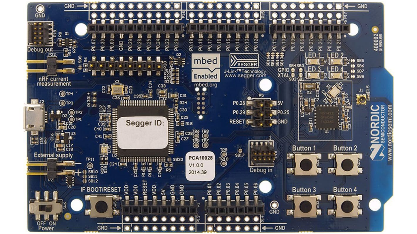 Komunikační a bezdrátový vývojový nástroj, 2.4GHz, Bluetooth Smart (BLE), Nordic Semiconductor