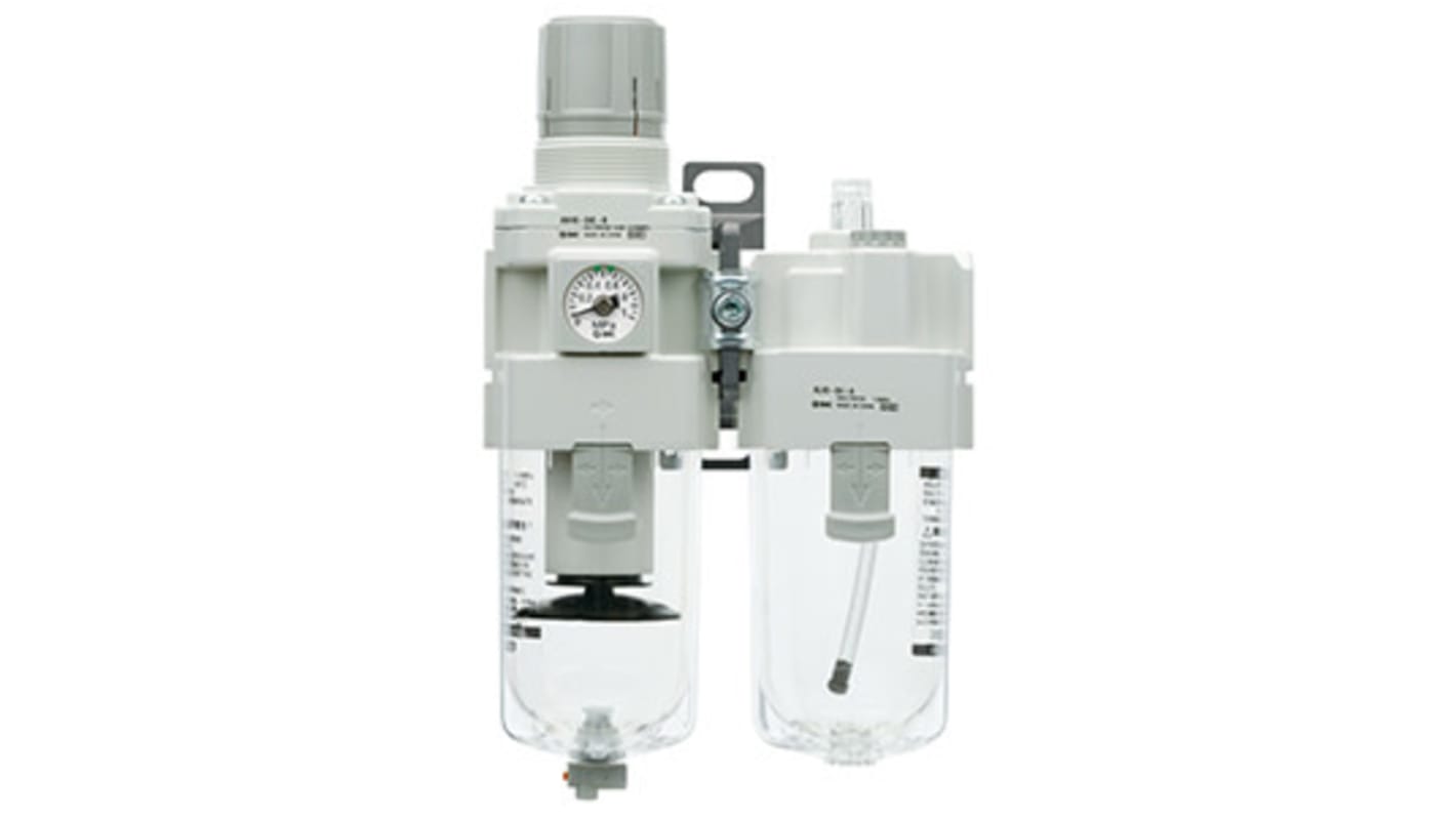 SMC G 1/2 FRL, Automatic Drain, 5μm Filtration Size - Without Pressure Gauge