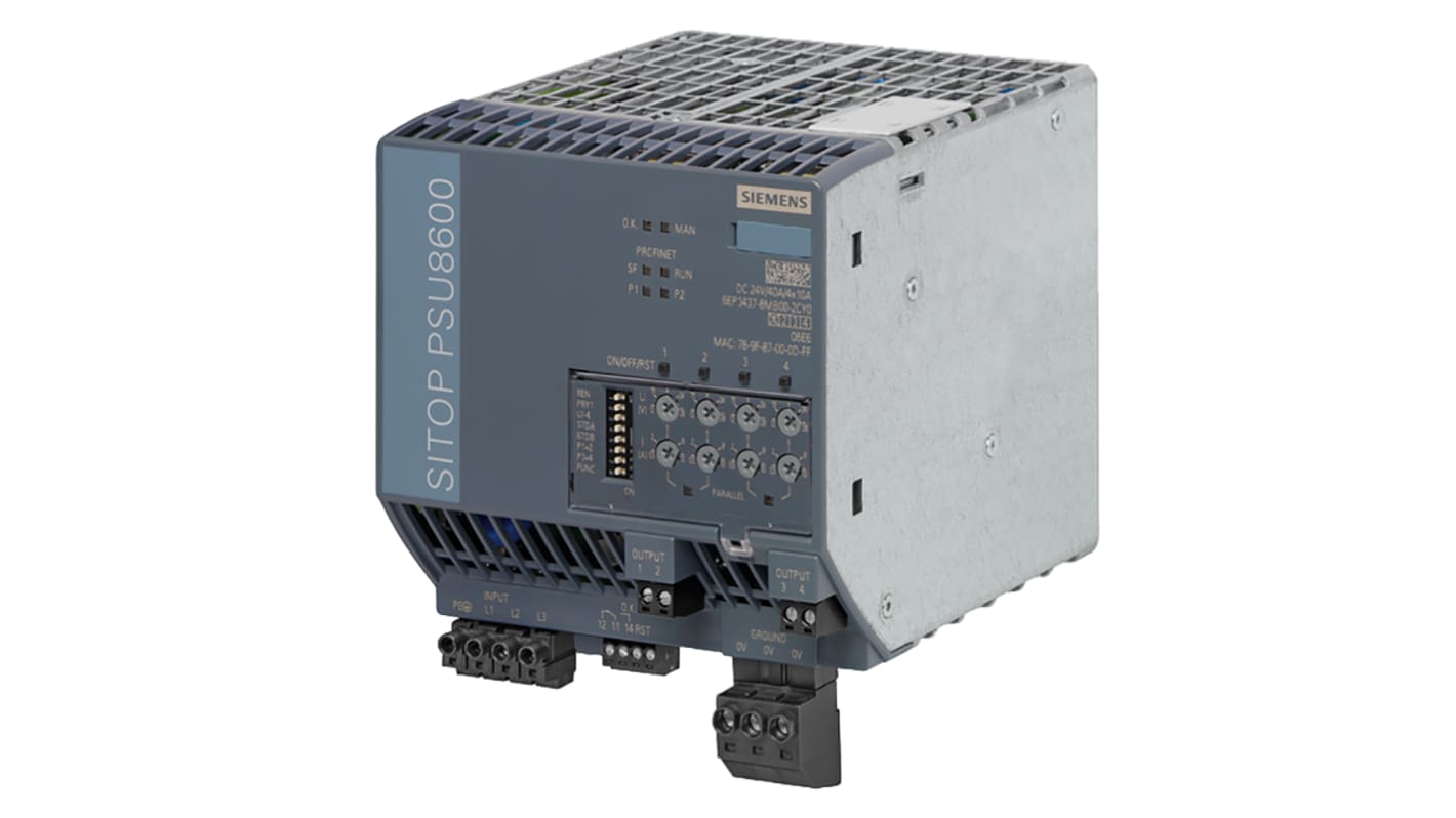 Siemens DINレール取付け用スイッチング電源, 6EP3437-8MB00-2CY0, 出力：10A, 定格：960W 入力電圧：ac 出力電圧：dc 24V dc/