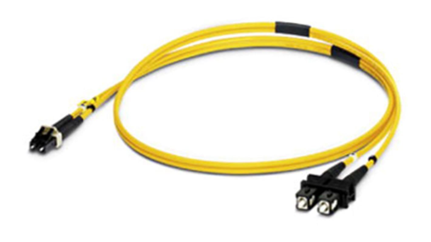 Phoenix Contact OS2 Single Mode OS2 Fibre Optic Cable, 9/125μm, Yellow, 2m